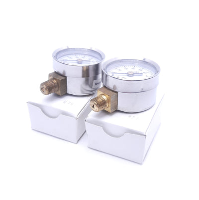 New – Open box Lot of 2 McDaniel Controls Pressure Gauges, 0-100 PSI, 1/8" NPT, Bronze/Brass