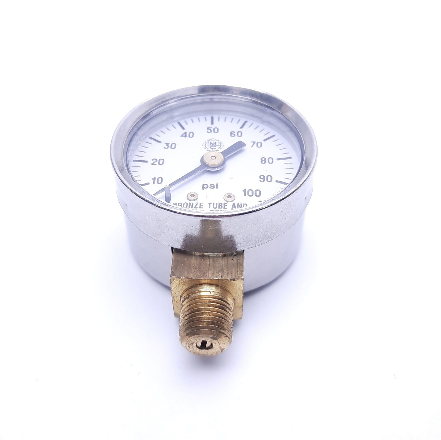 New – Open box Lot of 2 McDaniel Controls Pressure Gauges, 0-100 PSI, 1/8" NPT, Bronze/Brass