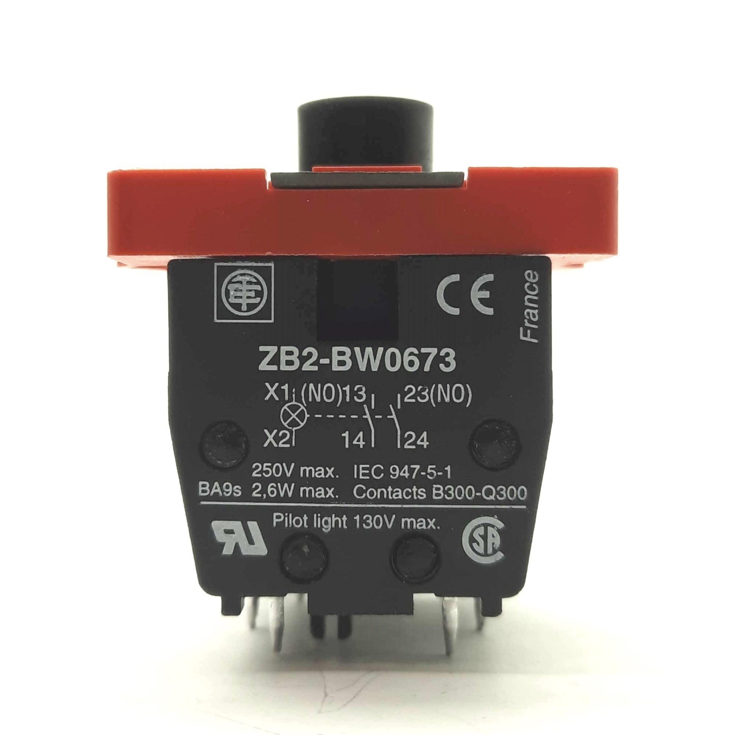 Used Telemecanique ZB2-BW0673 Thru-Hole Illuminated Pushbutton Contact DPST NO BA9s