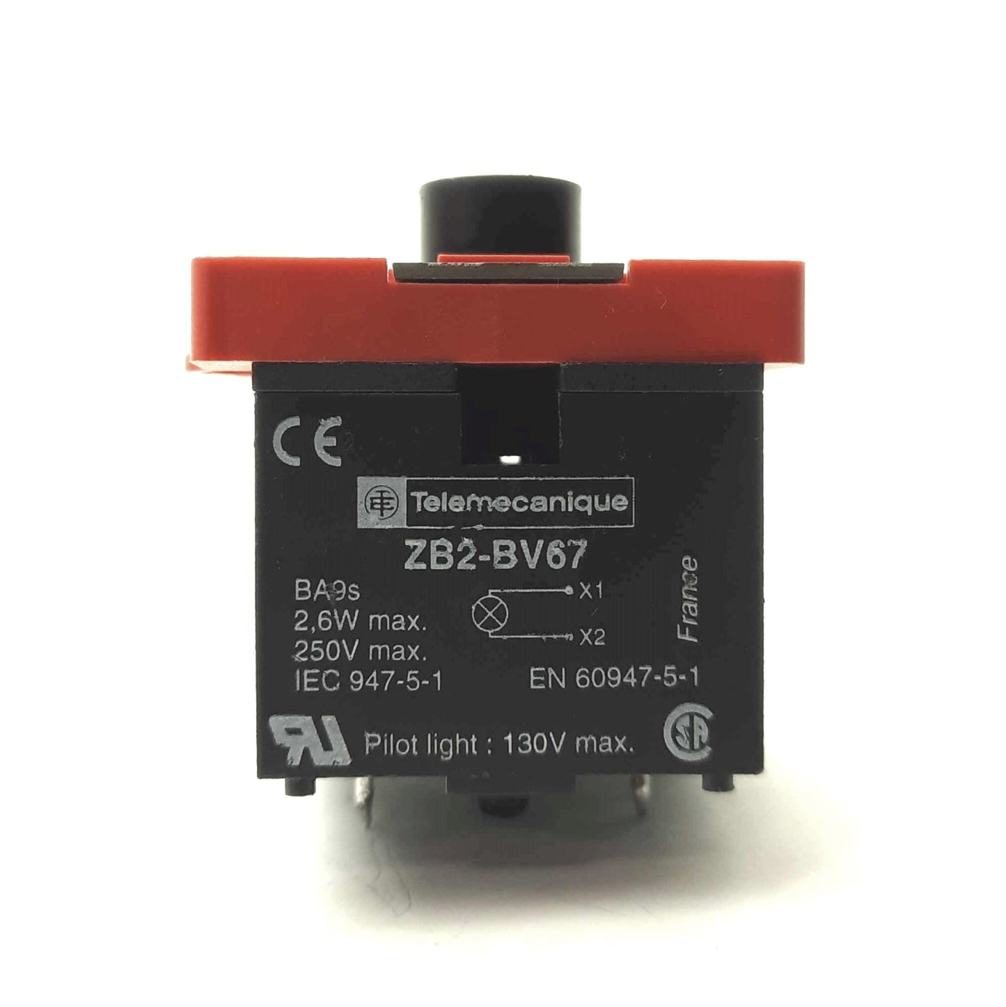 Used Telemecanique ZB2-BV67 Though-Hole Pilot Light Contact Block, BA9s 130V 2.9W