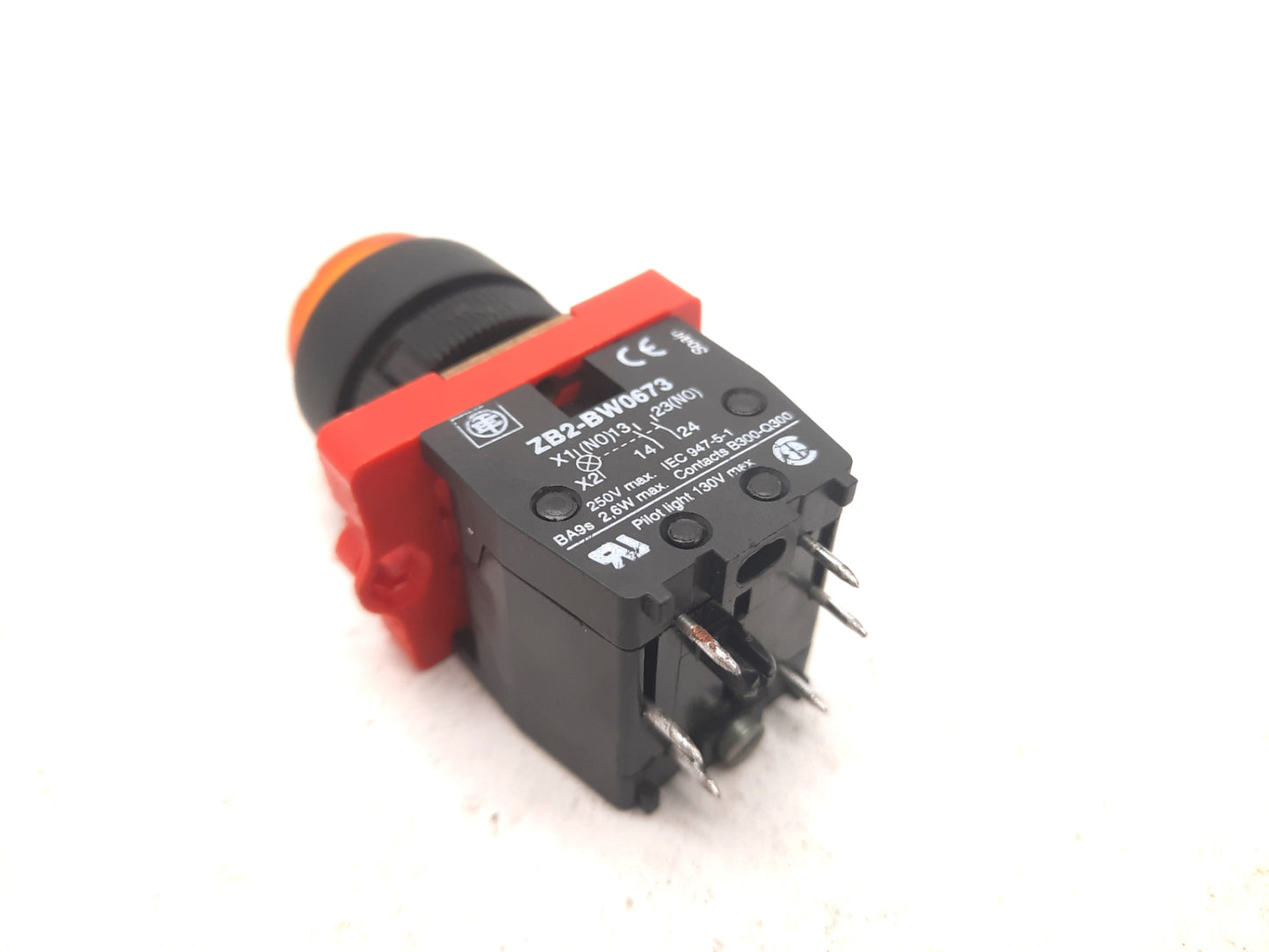 Used Schneider ZB2-BW0673 Amber Pilot Light Push Button Contact Circuit Board 2x NO