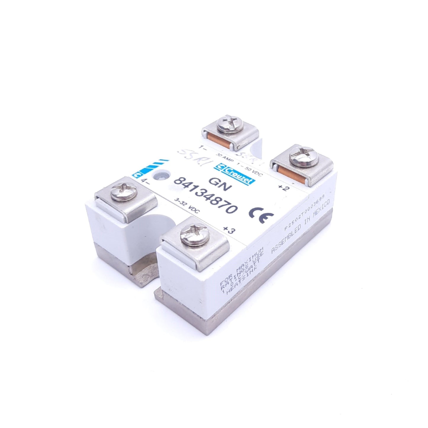 Used Crouzet GN 84134870 Solid State Relay, 3-32 VDC Input, 1-50 VDC/30 A Output