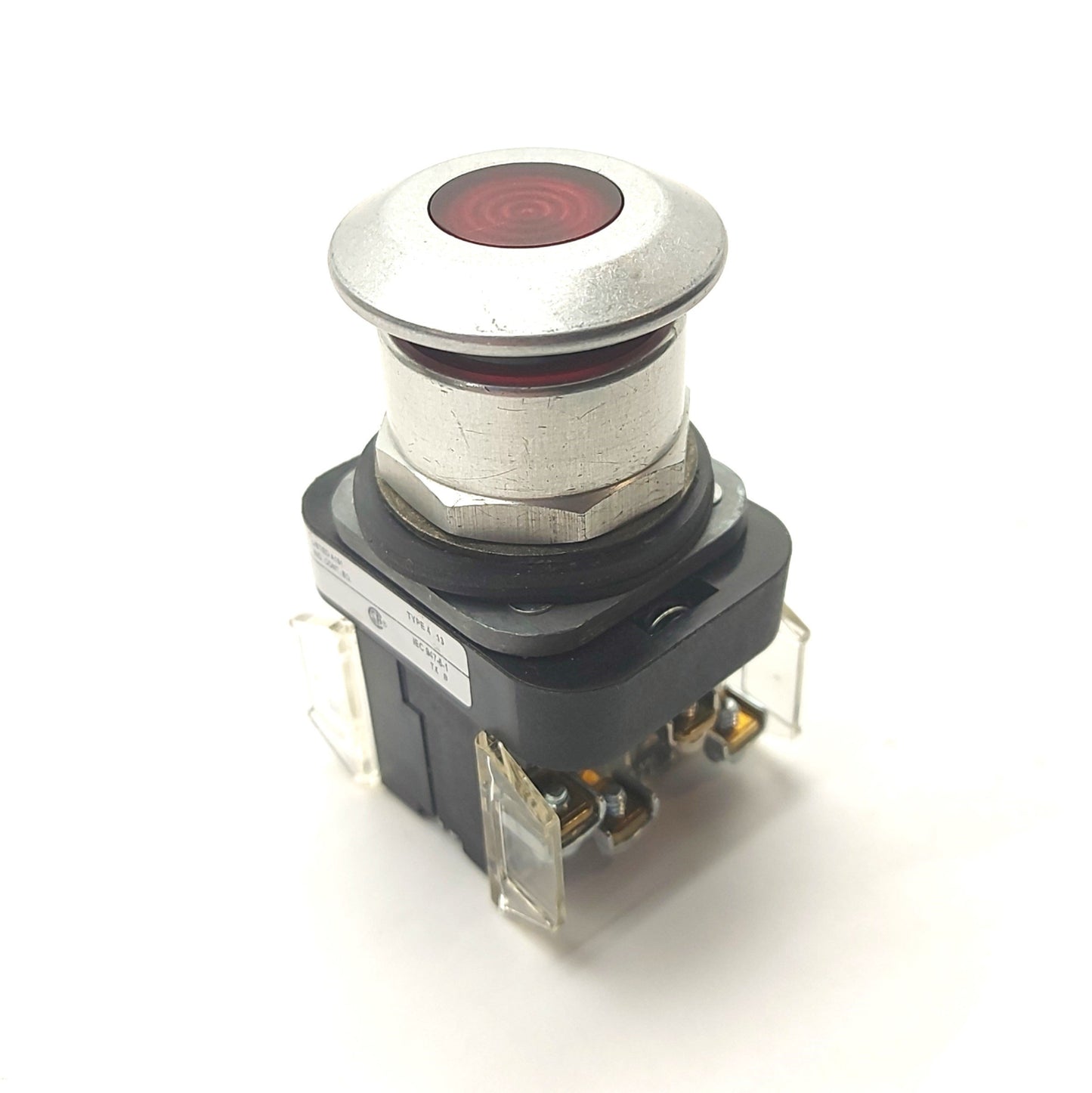 Used Allen Bradley 800T-FXTQ24RA1 Illuminated E-Stop, NO/NC 600V 10A, 120VAC/DC Lamp