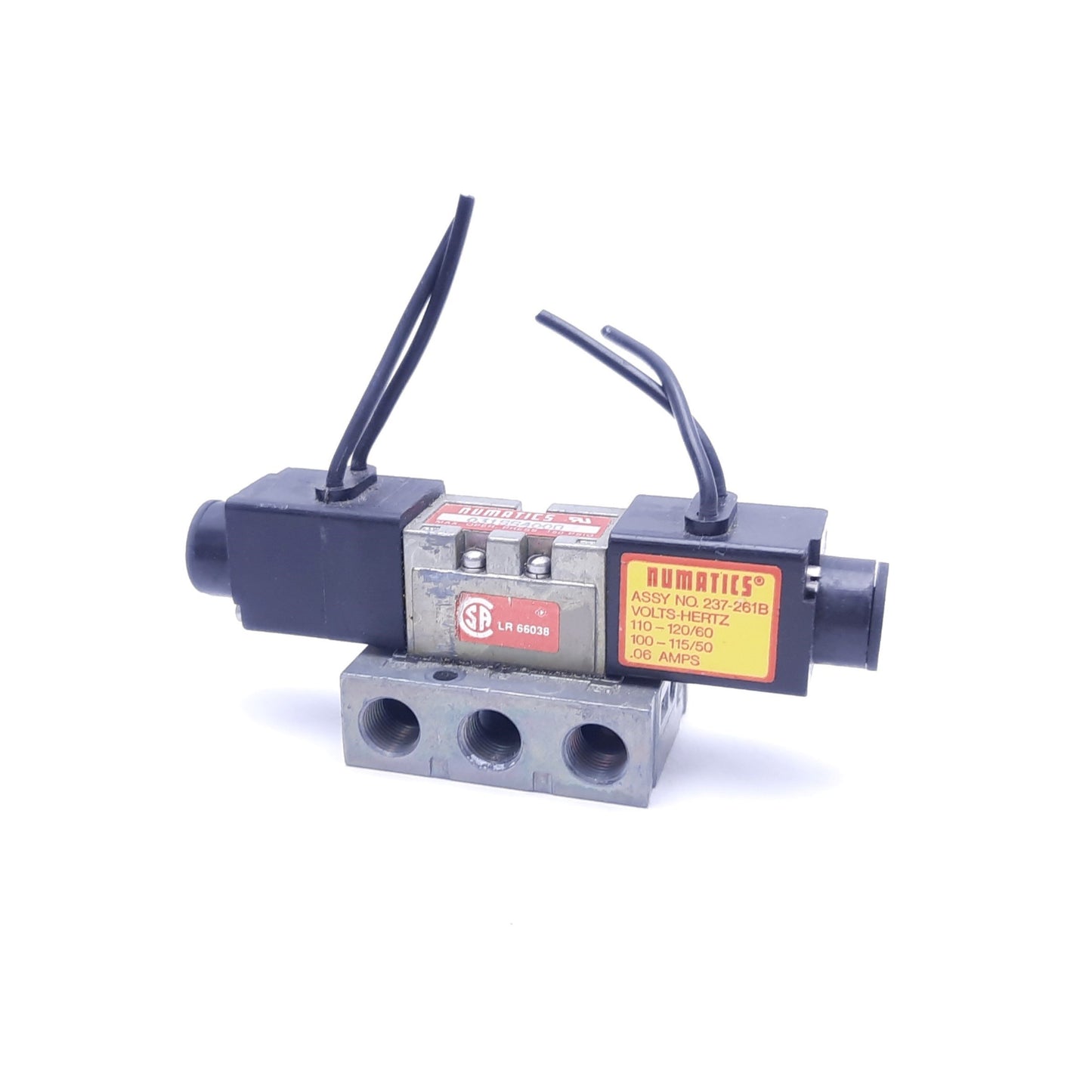 Used Numatics 031SS4000 150 PSIG Solenoid Valve With (2) 237-261B 120 VAC Solenoids