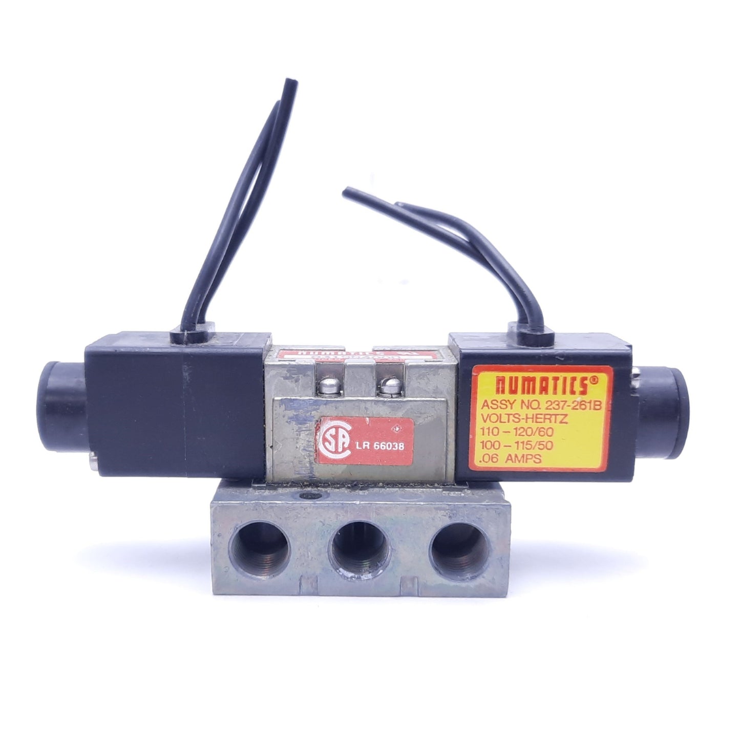 Used Numatics 031SS4000 150 PSIG Solenoid Valve With (2) 237-261B 120 VAC Solenoids