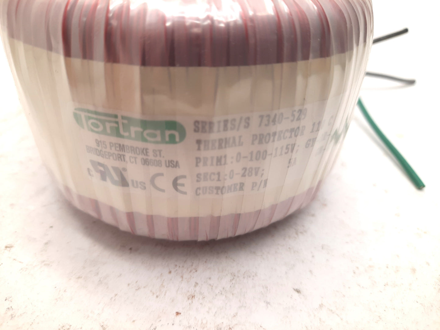 Used Tortran EAX01007 Toroidal Power Transformer, Prim: 100-115V, Sec: 0-28V 5A