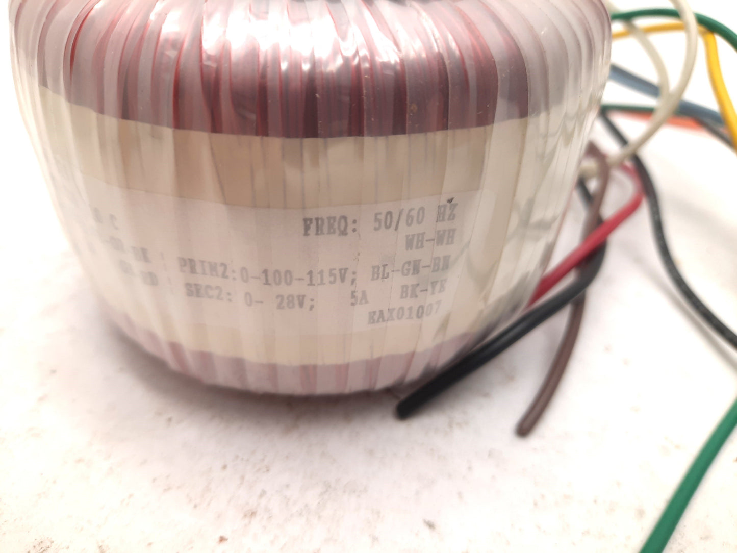 Used Tortran EAX01007 Toroidal Power Transformer, Prim: 100-115V, Sec: 0-28V 5A
