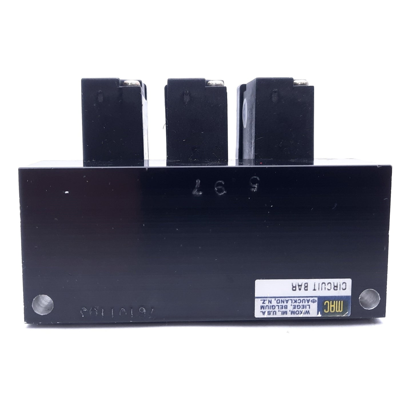 Used Bank Of (3) Mac 45A-L00-DDAJ-1JM Solenoid Valves, 4 Port Manifold, 24VDC, 120PSI