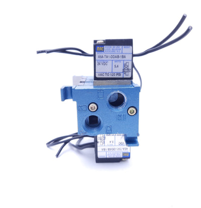 Used Bank of 3 MAC Solenoid Valves w/ Coils: x5 45A-TA1-DDAB-1BA, x1 35A-AAA-DAAA-1BA