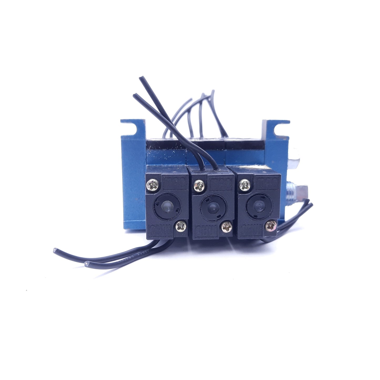Used Bank of 3 MAC Solenoid Valves w/ Coils: x5 45A-TA1-DDAB-1BA, x1 35A-AAA-DAAA-1BA