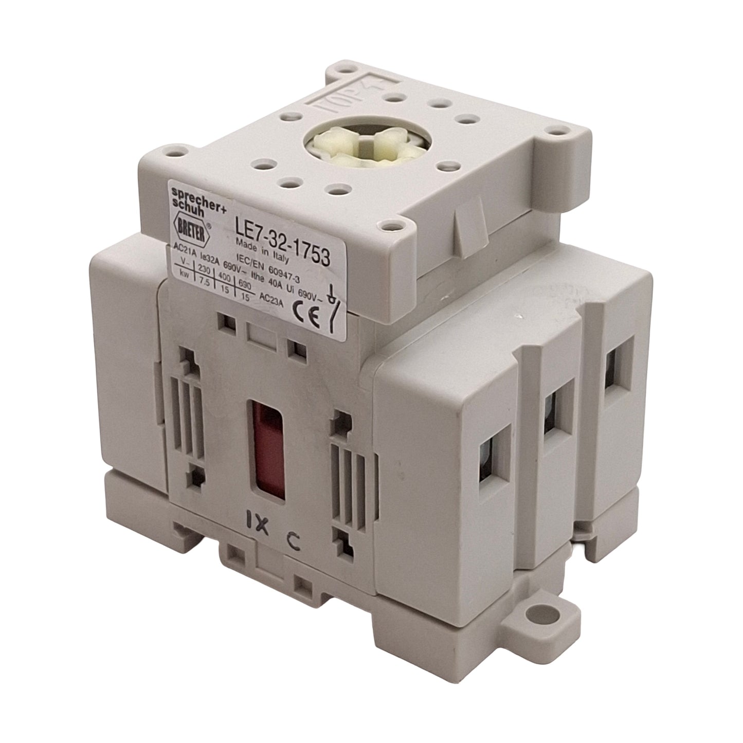 Used Sprecher Schuh LE7-32-1753 Disconnect Switch, 3-Pole, 32A 600VAC