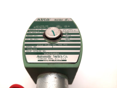 Used Asco Red-Hat 8262G202V Fuel Oil Solenoid Valve Pressure: 145psi, Ports: 1/4" NPT