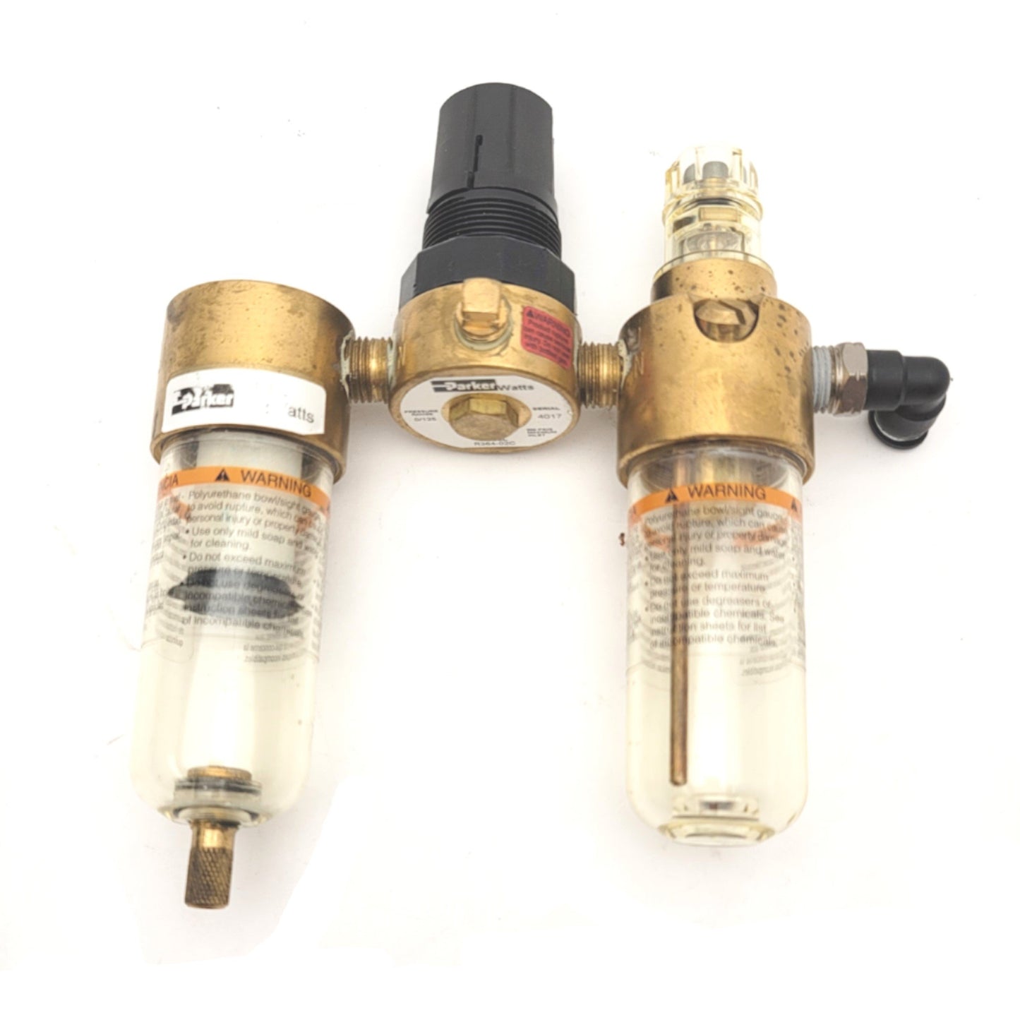 Used Parker Watts L509-02AX33 R364-02C F503-02AHX33 Filter Regulator Assembly, 125psi
