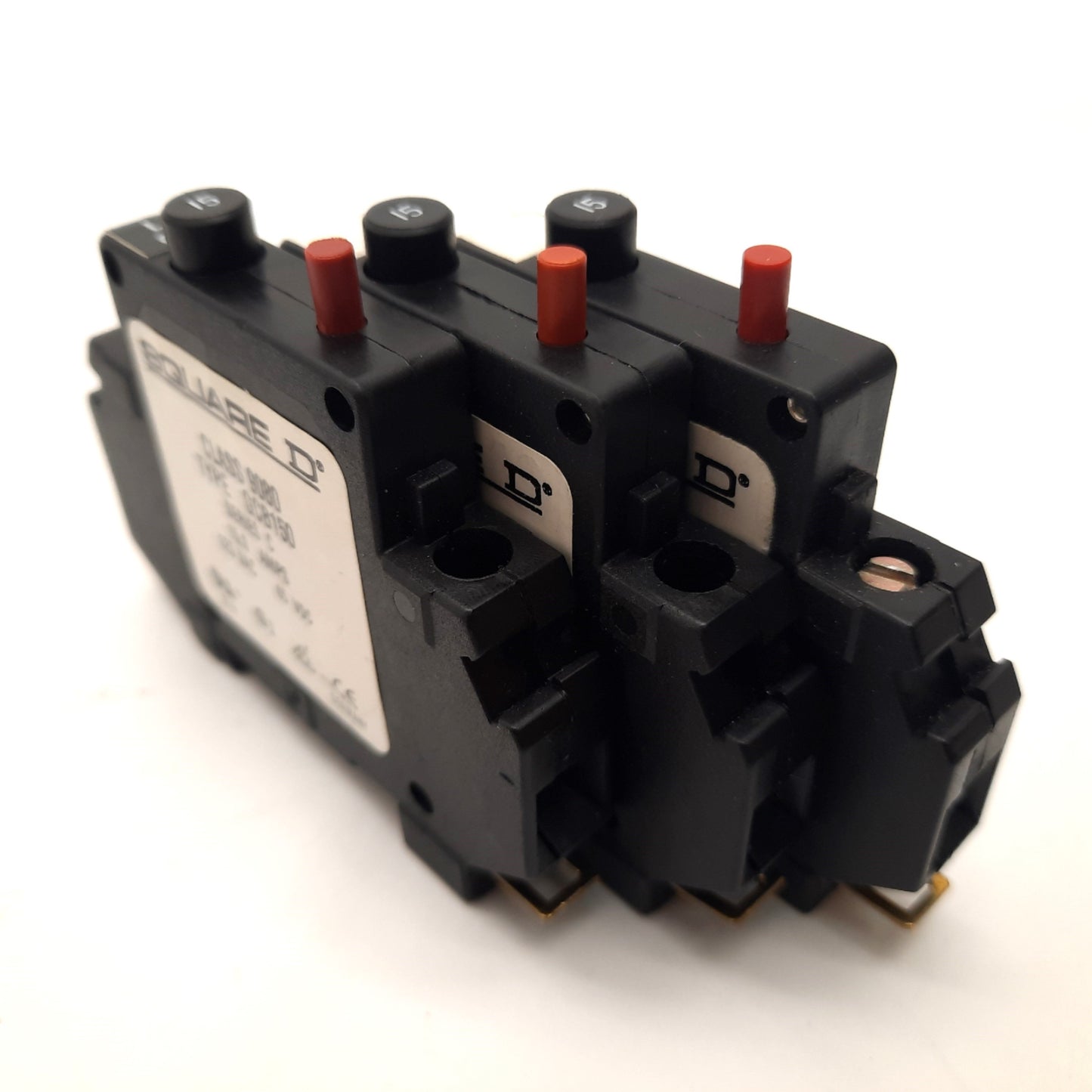 Used Lot of 3 Square D 9080 GCB150 Circuit Breaker, 1-Pole, Rating: 15A 125VAC 65VDC