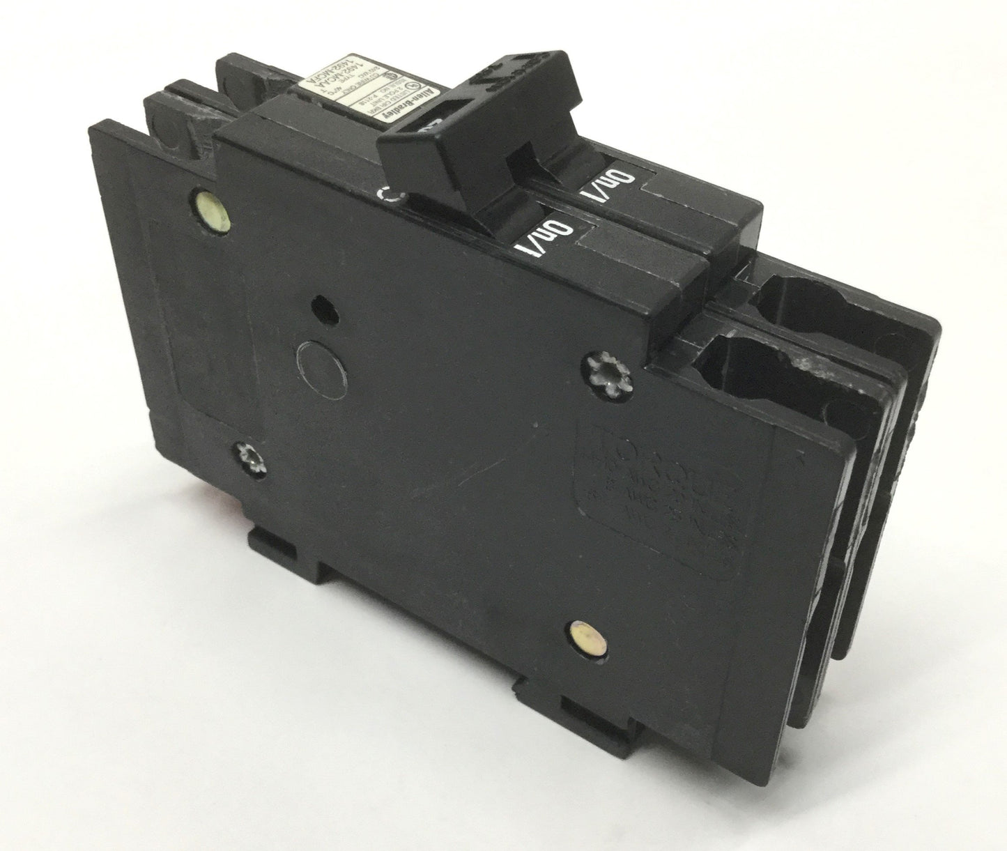 Used Allen Bradley 1492-MCAA2H20 Branch Circuit Breaker, 2-Pole, 20A 240VAC, DIN Rail