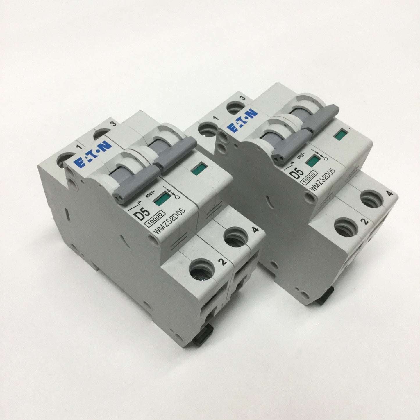 Used Lot of 2 Eaton WMZS2D05 Miniature Circuit Breaker 2-Pole, 5A, 277/480VAC D Curve