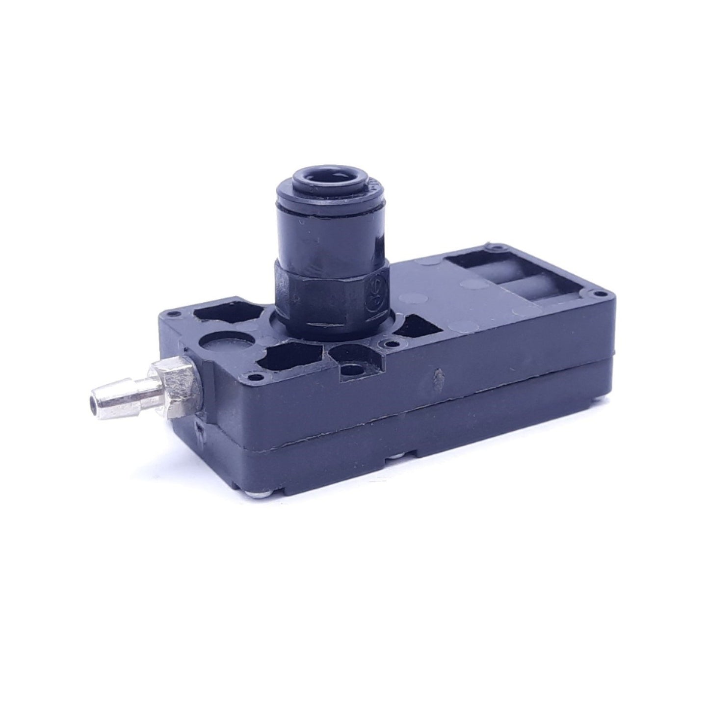 Used PIAB X10-32.01.084 Vacuum Pump, 18in-Hg, 87 PSI/0.6 MPa, 1/8" NPT & 10-32 Ports