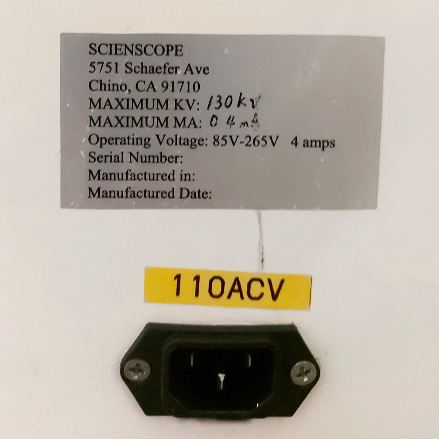 Used Scienscope X-SCOPE 2300 X-Ray Inspection System 130kV 4-Axis 1920x1080 110-230V