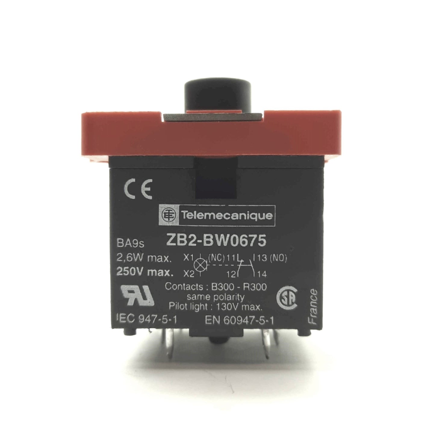 Used Telemecanique ZB2-BW0675 Thru-Hole Illuminated Pushbutton Contact DPST NO/NC 5A