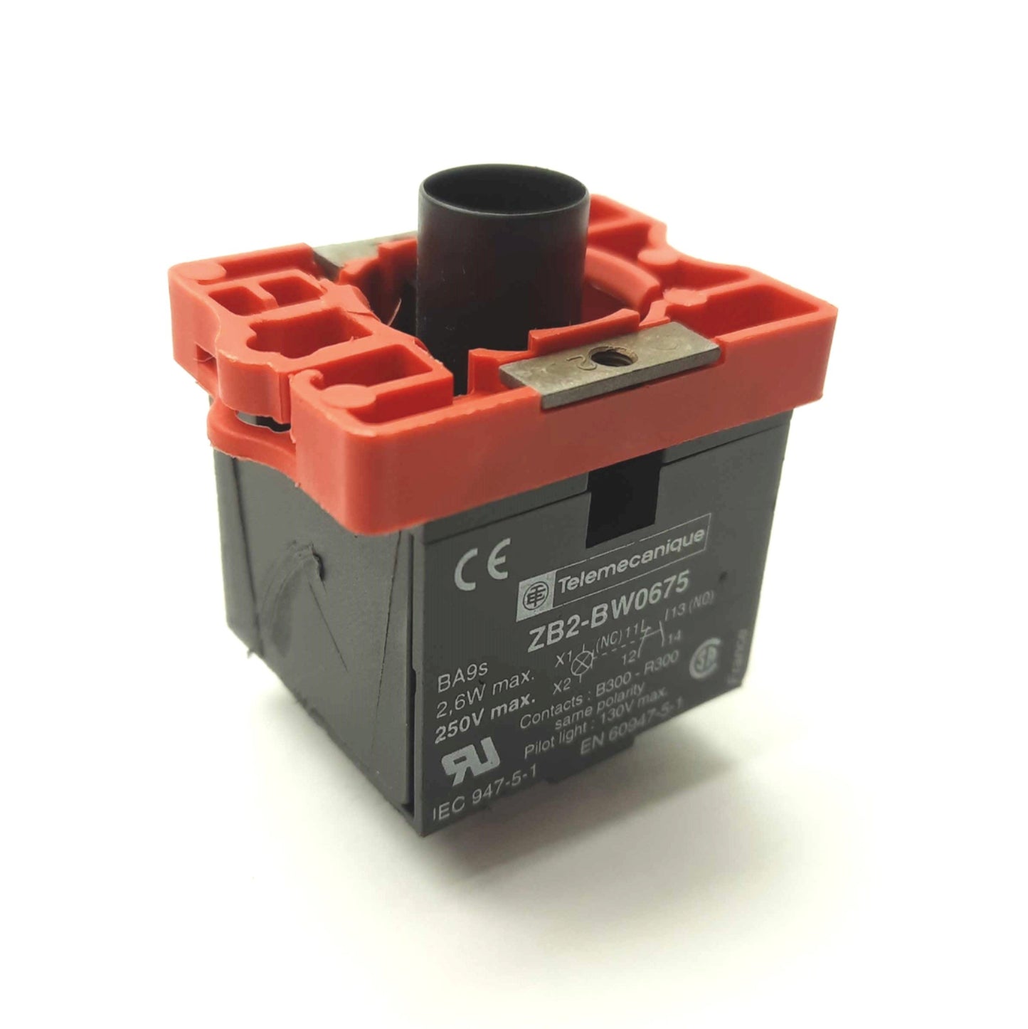 Used Telemecanique ZB2-BW0675 Thru-Hole Illuminated Pushbutton Contact DPST NO/NC 5A