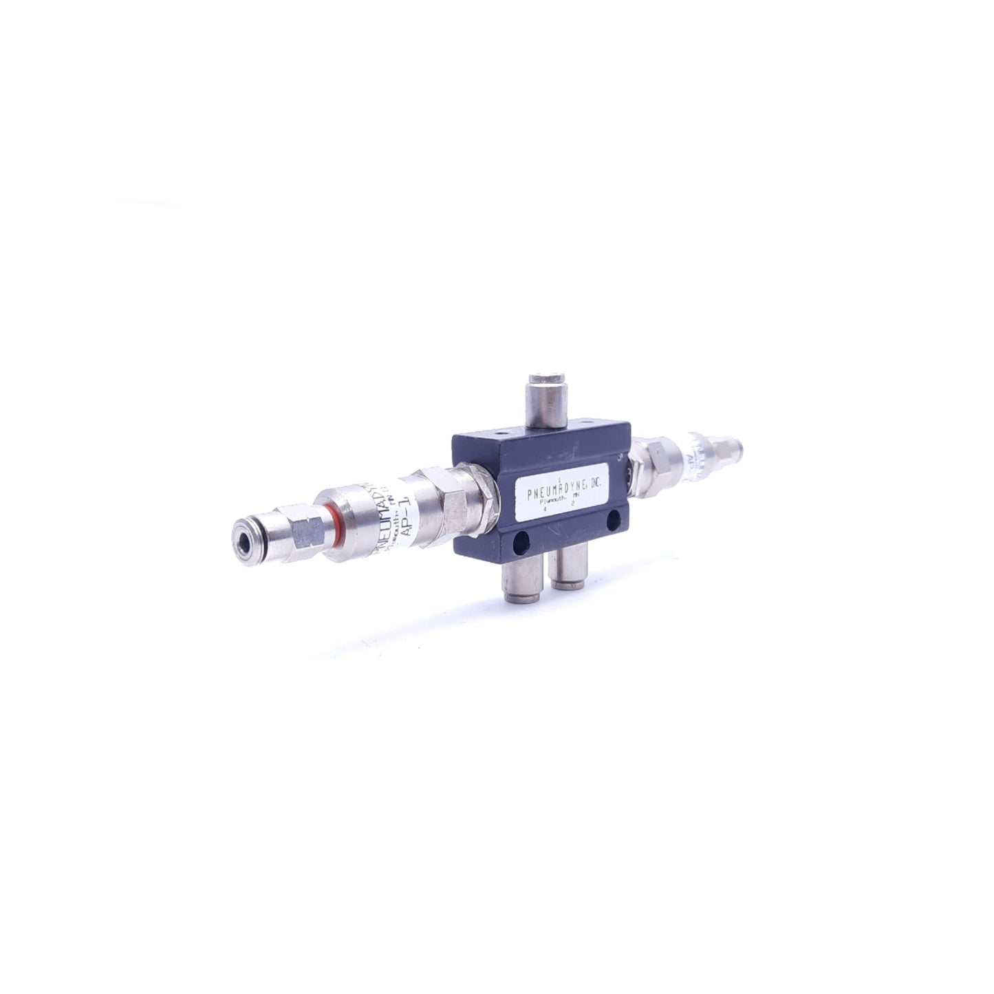 Used Pneumadyne A4C-157-DP Double Push Button Valve, 5/32" Push-in, 125 PSI