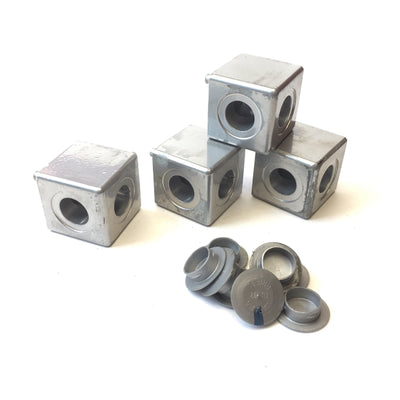 Used Lot of 4 Parker 18-826 Square Aluminum Extrusion Corner Connector & Plug, 2-Way