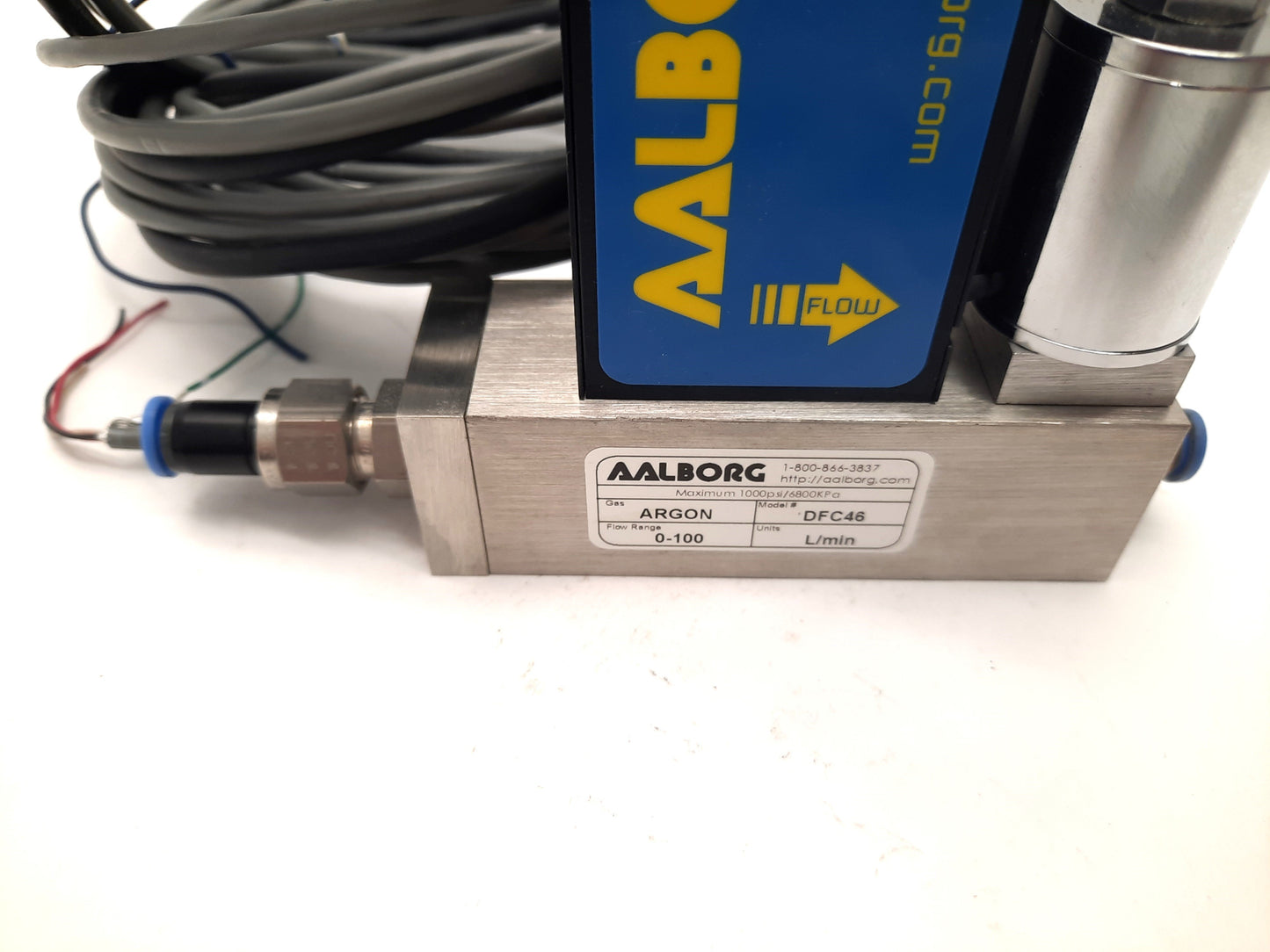 Used AALBORG DFC46 Thermal Mass Flow Controller Argon Ar 0-100 L/min RS485 316 SS
