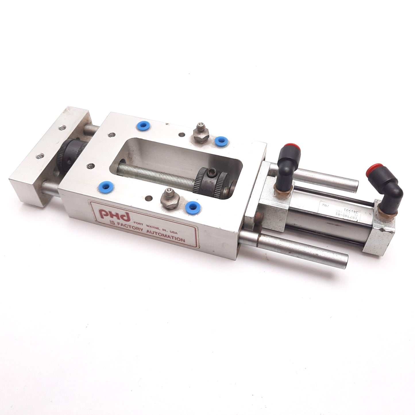 Used PHD ML-187348 Adjustable Linear Slide, Bore: 0.75", Stroke: 1", 1/8" NPT