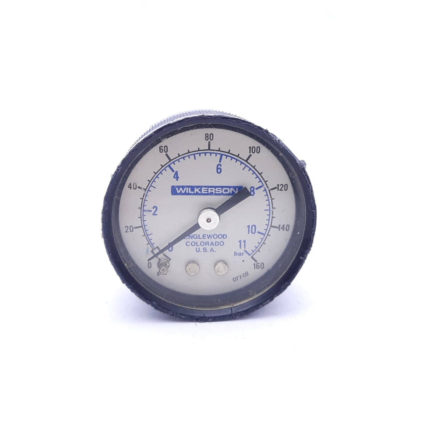 Used Lot of 3 Wilkerson 094-04 Pneumatic Pressure Gauges, 0-160 PSI, 1/8" NPT