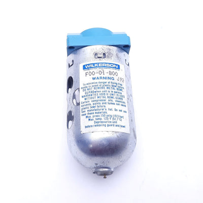 Used Wilkerson F00-01-B00 Pneumatic Air Filter, 0-150 PSIG/0-10 bar, 125°F, 1/8" NPT