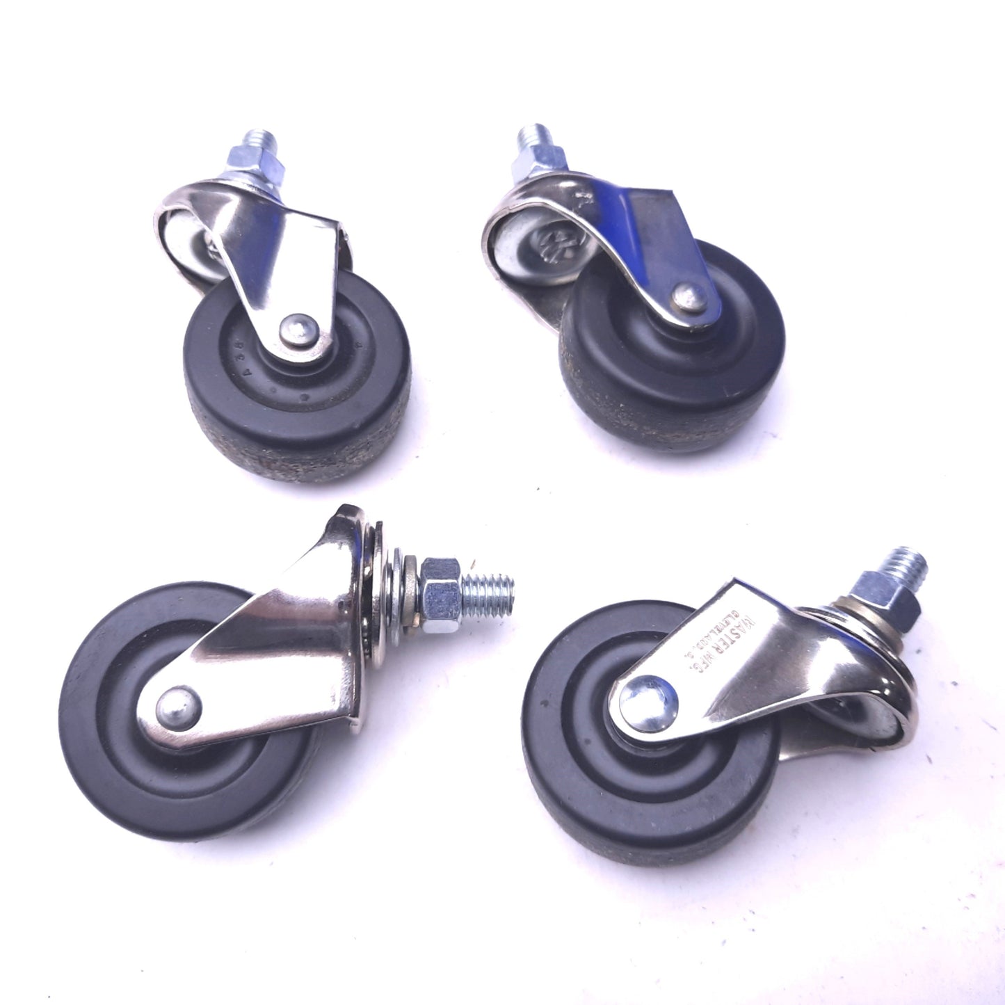 Used Lot of 4 Master Stem Caster Swivel Wheels 2" Diameter, 13/16" Width, 360° Swivel