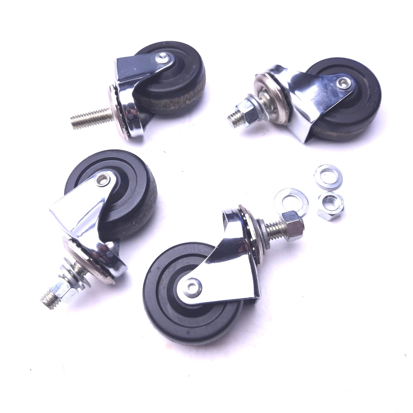 Used Lot of 4 Wagner Stem Caster Swivel Wheels 2" Diameter, 13/16" Width, 360° Swivel