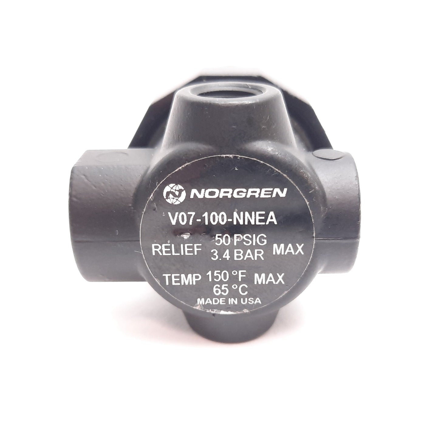 Used Norgren V07-100-NNEA Pressure Relief Valve, Relief: 50psi Max, Ports: 1/8" NPT