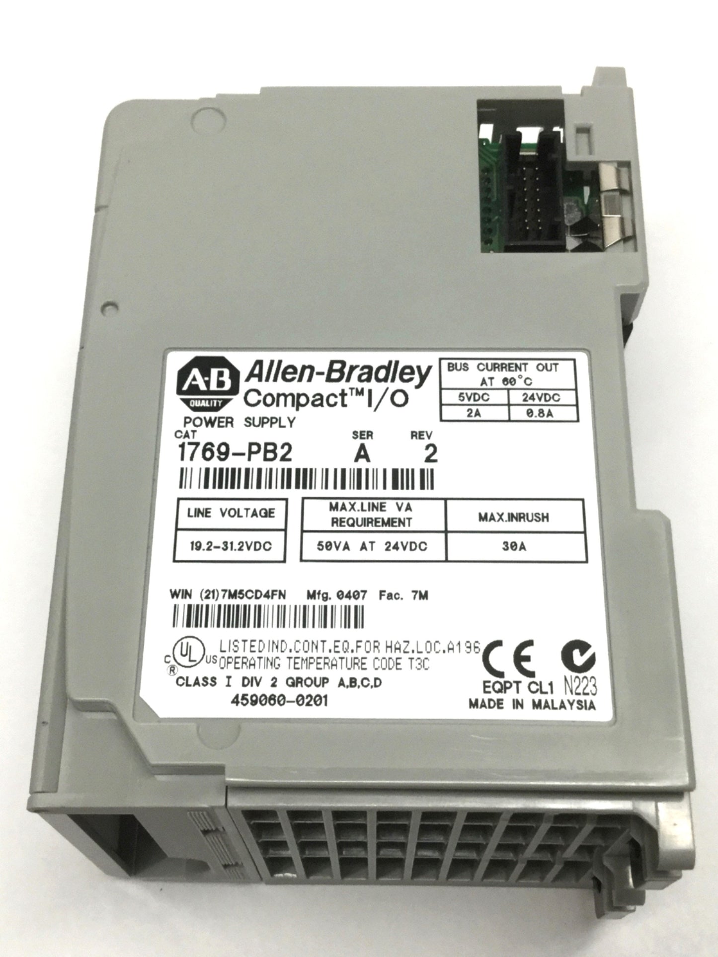 Used Allen Bradley 1769-PB2 Compact I/O Power Supply 24VDC Input, 5/24VDC Output