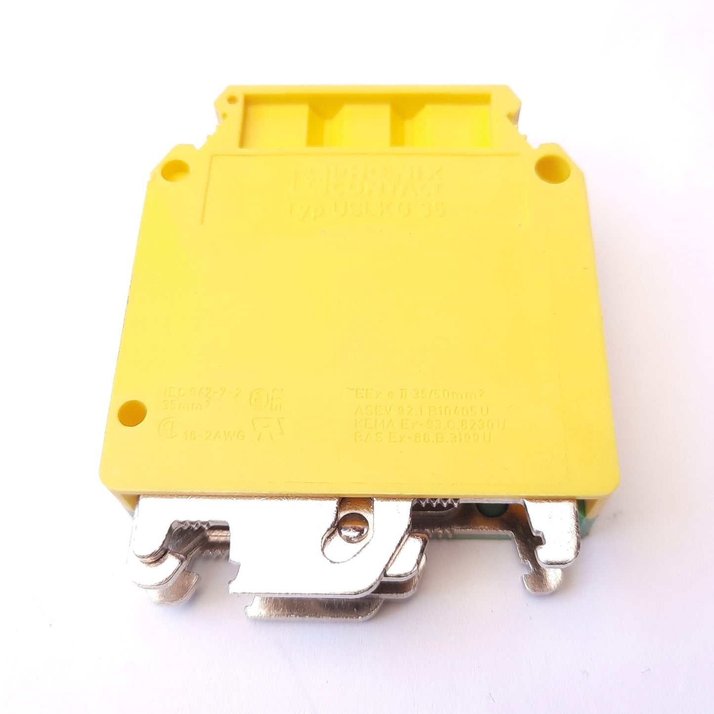Used Lot of 3 Phoenix Contact Typ USLKG35 Yellow Green Terminal Blocks DIN Mount