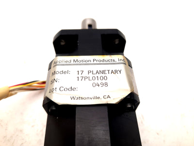 Used Applied Motion HT17-154 Step Motor, 17PL0100 Gearhead 10:1 NEMA17 Shaft 1/2"