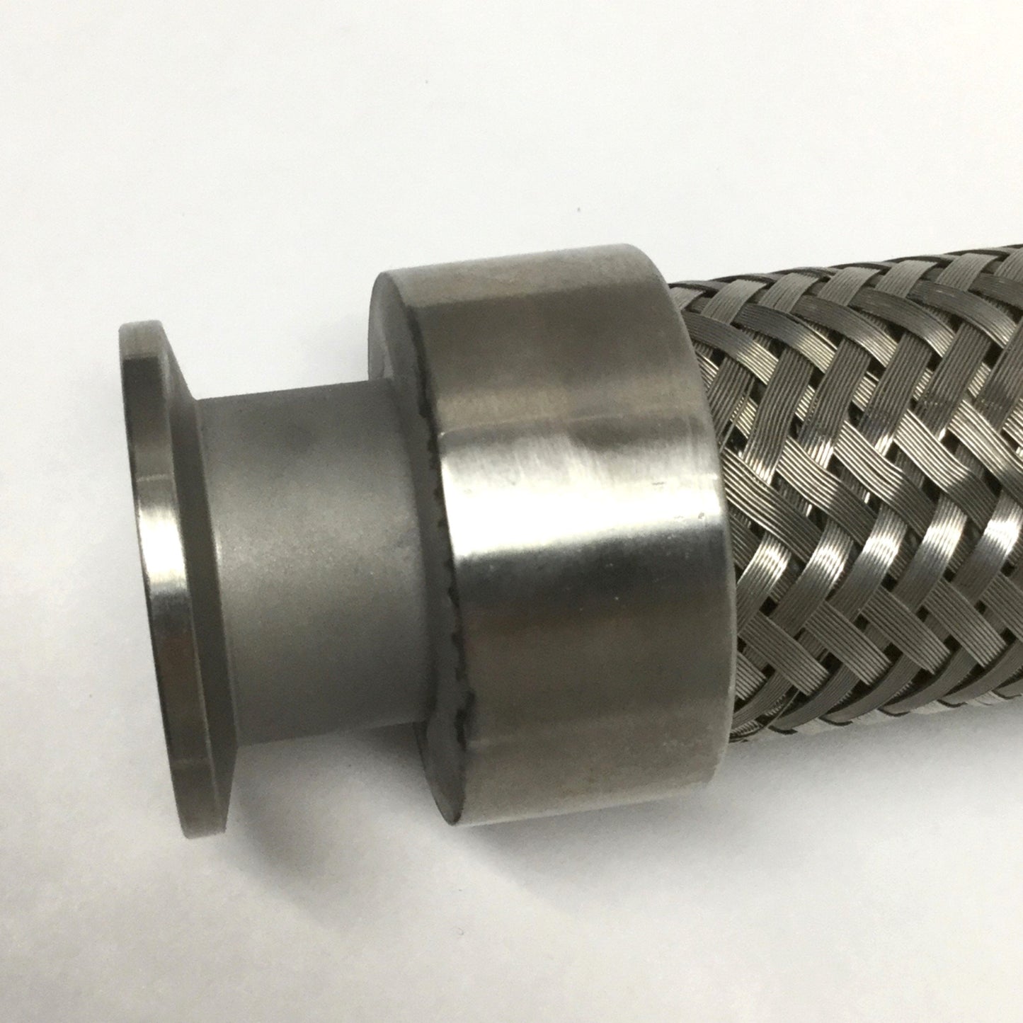 Used Stainless Steel Braided Corrugated Hose NW-25 Vacuum Flange Fittings, 18" Long
