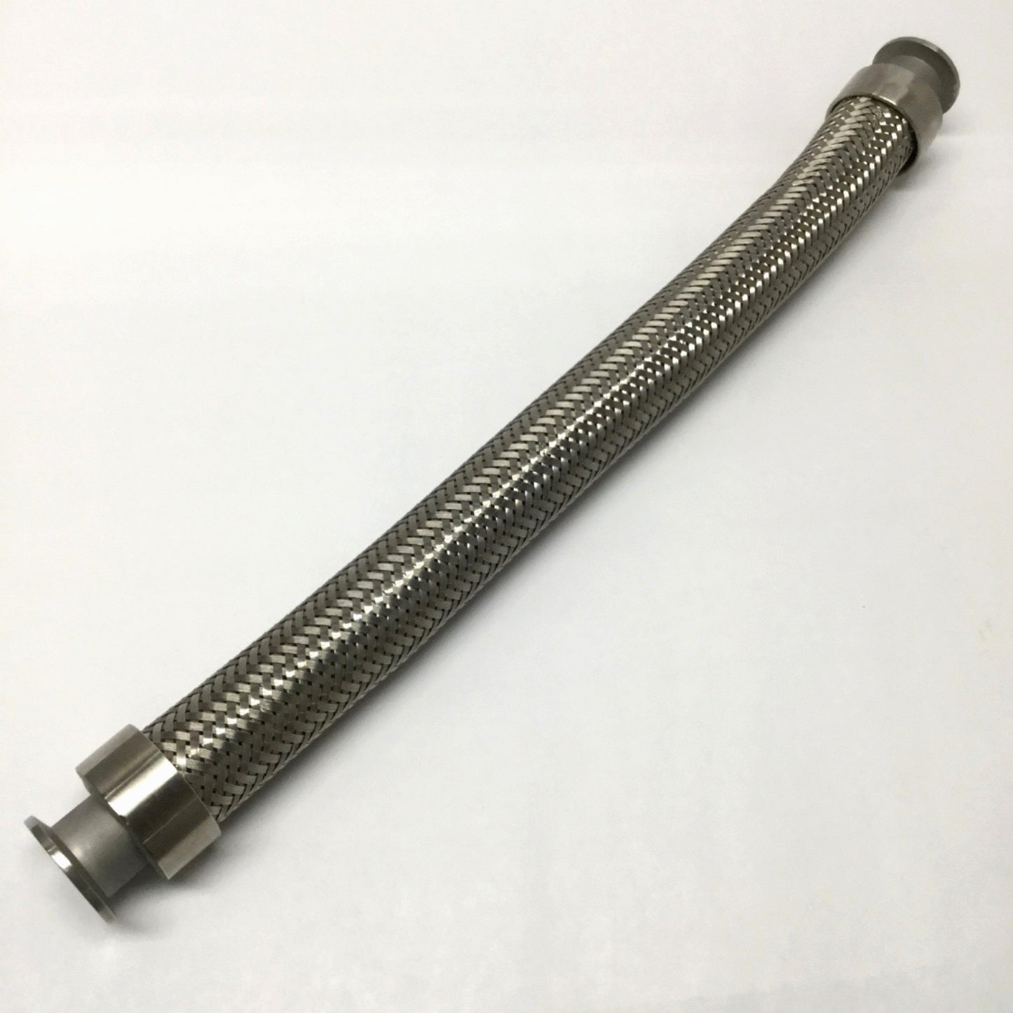 Used Stainless Steel Braided Corrugated Hose NW-25 Vacuum Flange Fittings, 18" Long