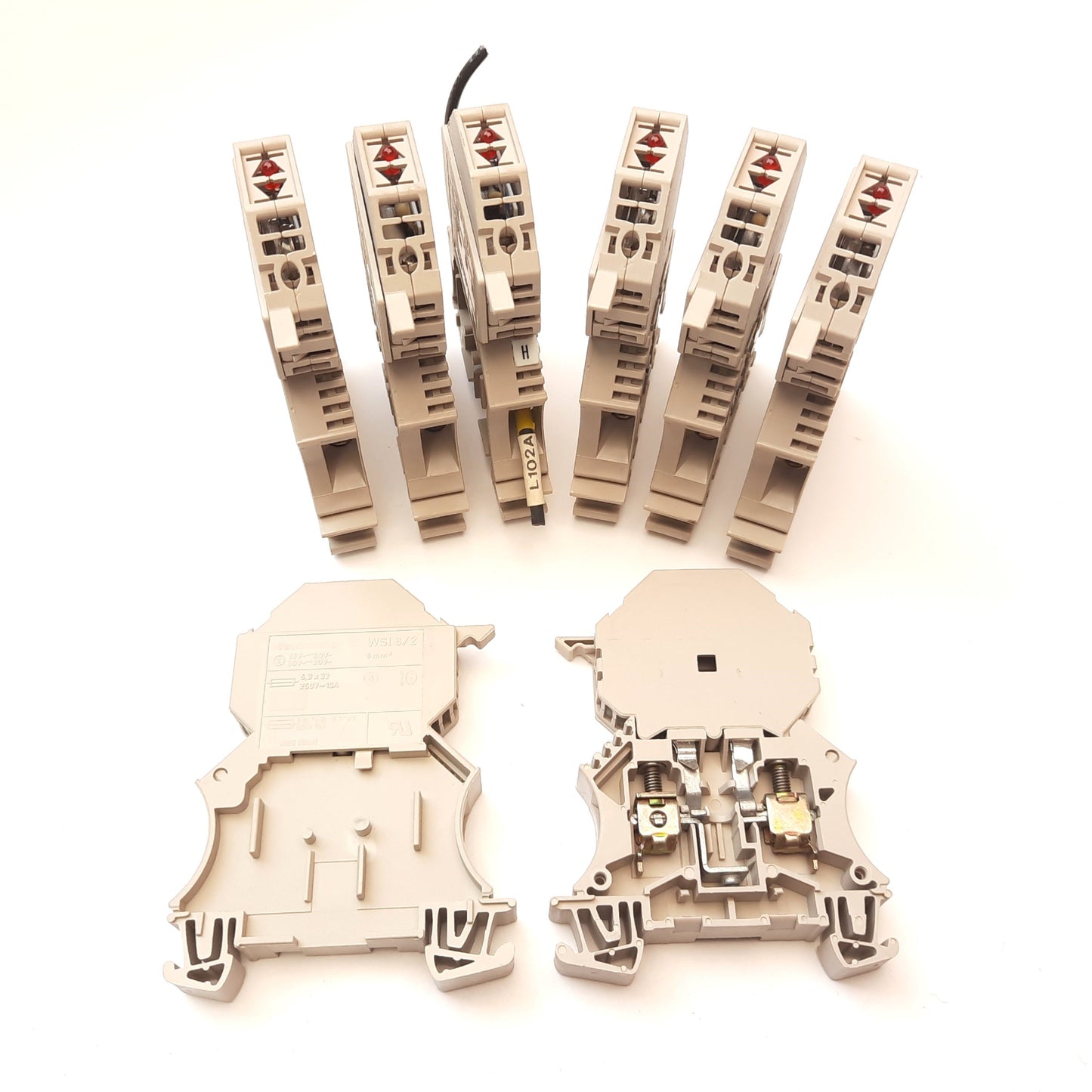 Used Lot of 8 Weidmuller WSI 6/2 Fuse Terminal Block 16A, 12mm, 1/4x1-1/4" Cartridge
