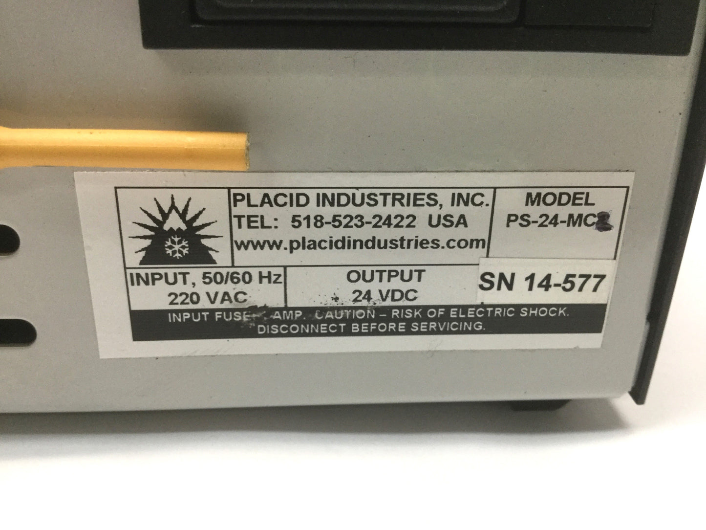 Used Placid PS-24-MC2 Enclosed Constant Current Power Supply, 220VAC In, 24VDC Out