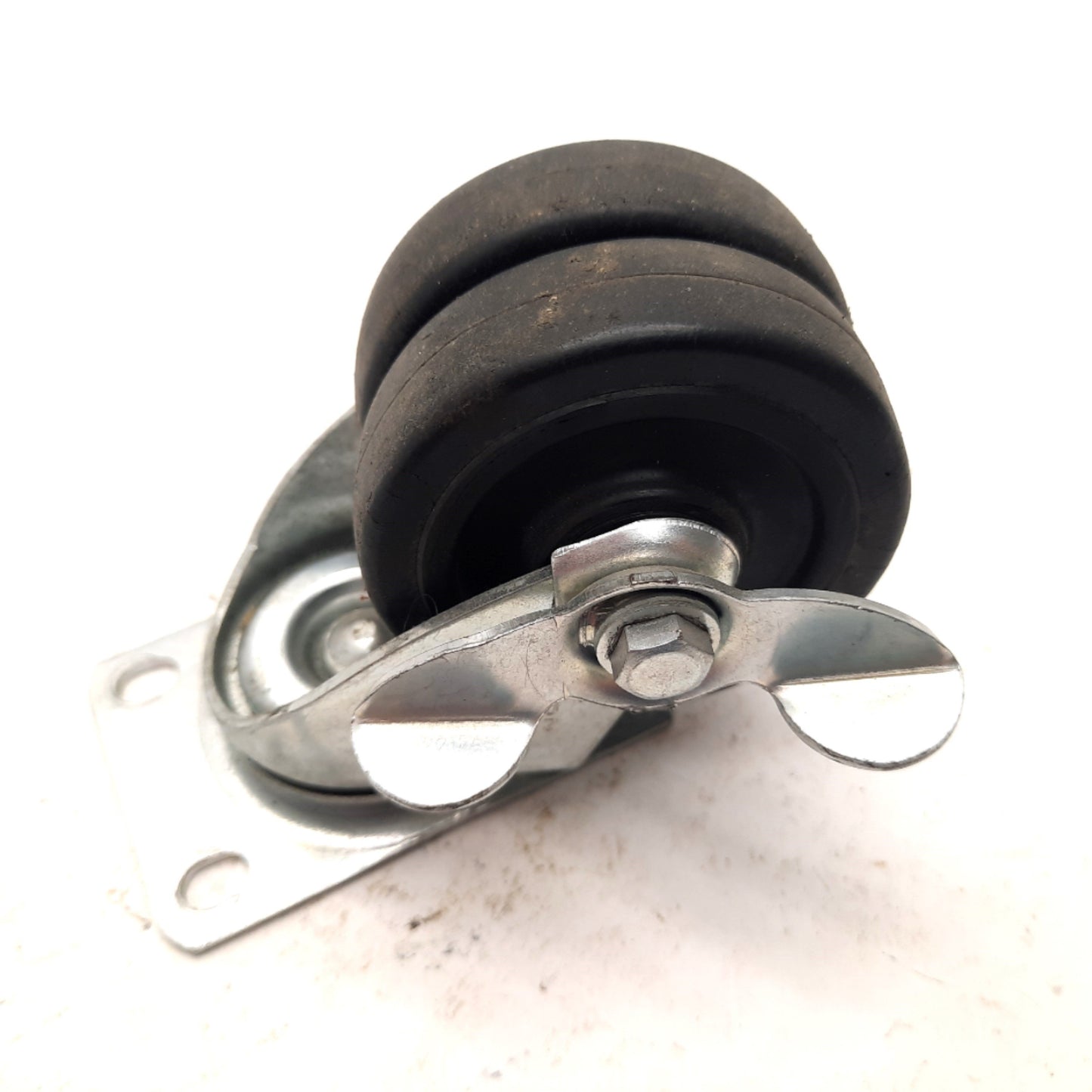 Used Payson Caster 020-3DF-DW Double Wheel Swivel Plate Caster, Dia: 3", W: 1-7/8"