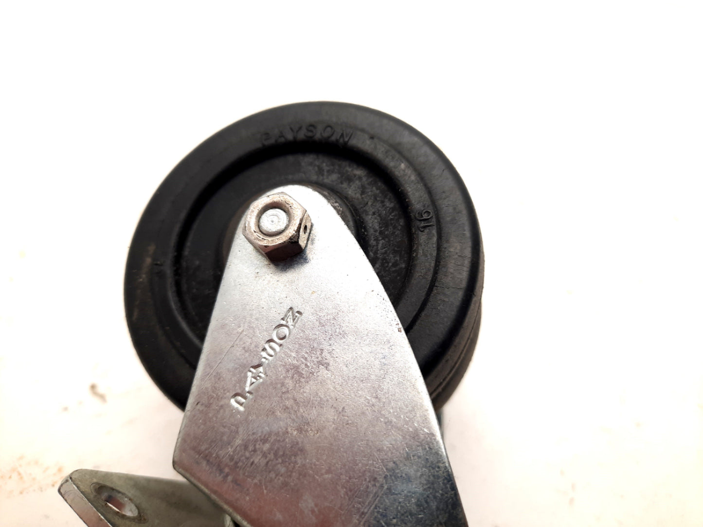 Used Payson Caster 020-3DF-DW Double Wheel Swivel Plate Caster, Dia: 3", W: 1-7/8"