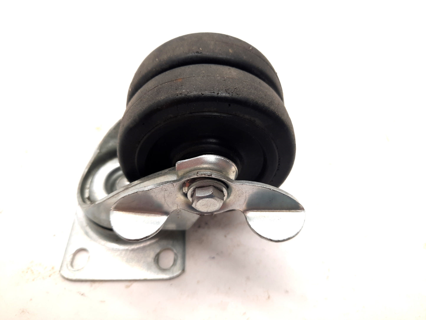 Used Payson Caster 020-3DF-DW Double Wheel Swivel Plate Caster, Dia: 3", W: 1-7/8"