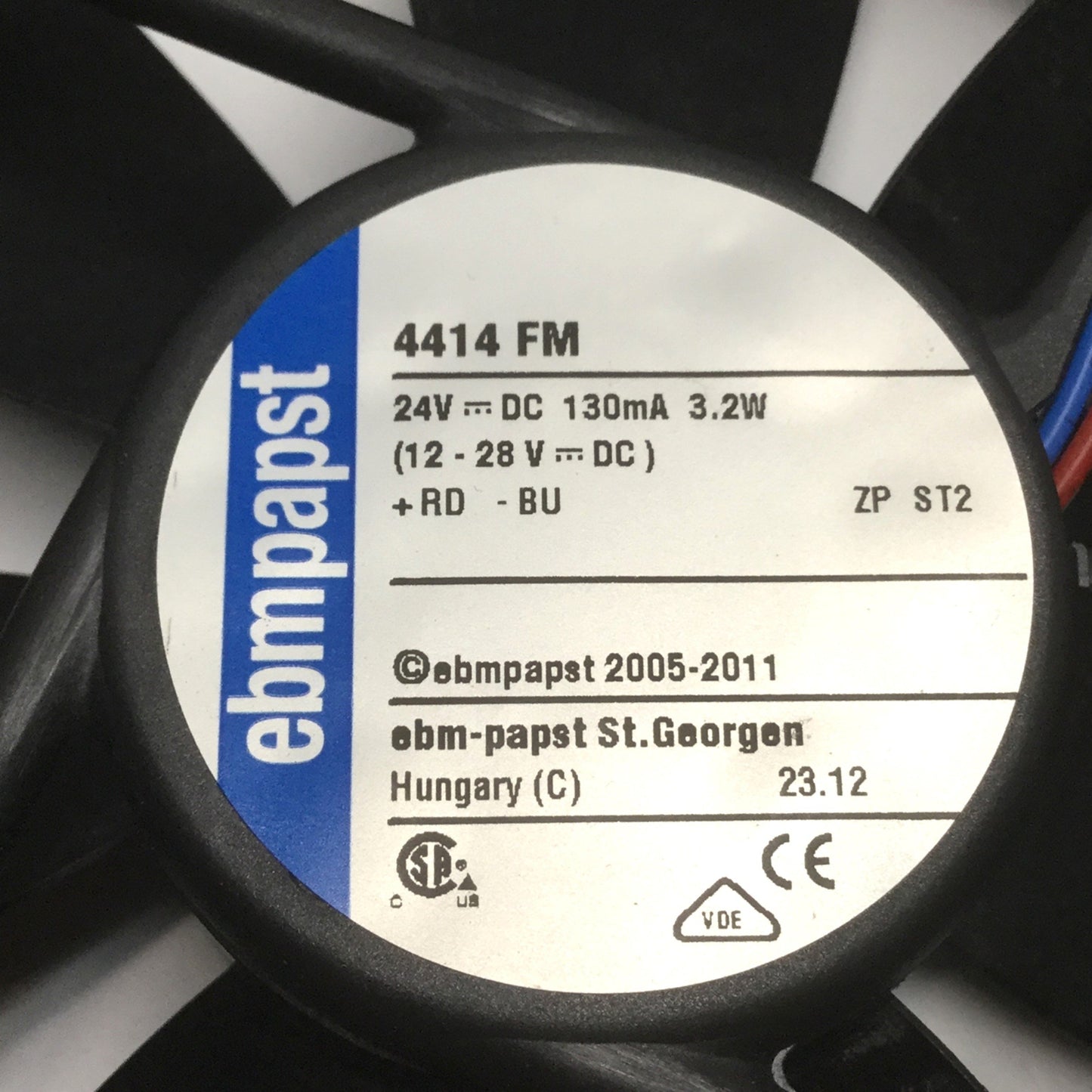 Used Lot of 2 ebmpapst 4414-FM Compact Axial Cooling Fans 24VDC 3.2W 2400RPM 82CFM