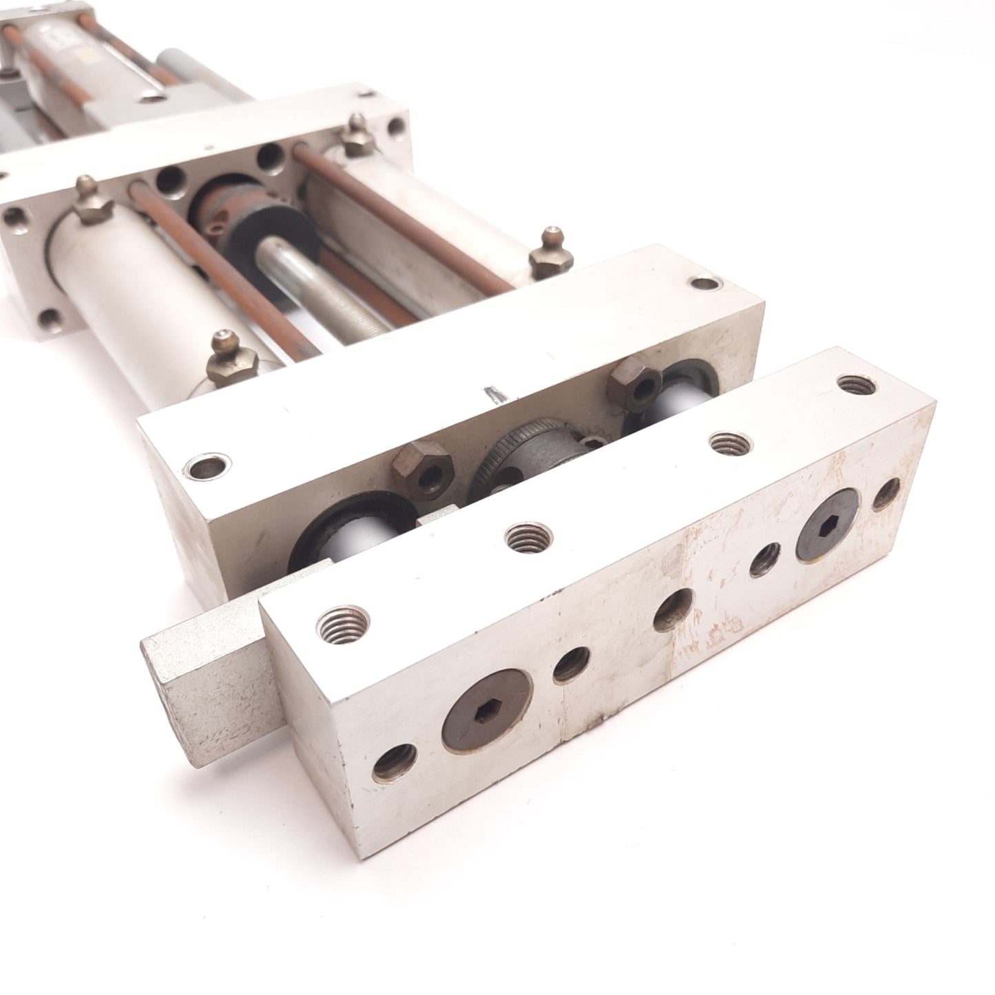 Used PHD ML-187356 Adjustable Linear Slide, Bore: 1-3/8", Stroke: 4", Ports: 1/4" NPT