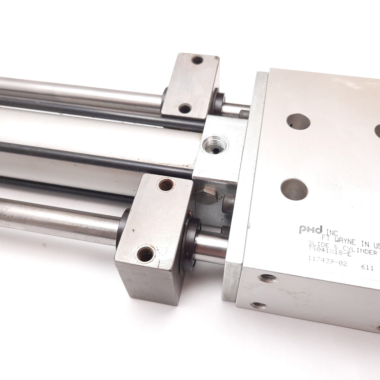 Used Phd TS041X18-E Pneumatic Slide, Bore: 1-1/8", Stroke: 18", Ports: 1/8" NPT