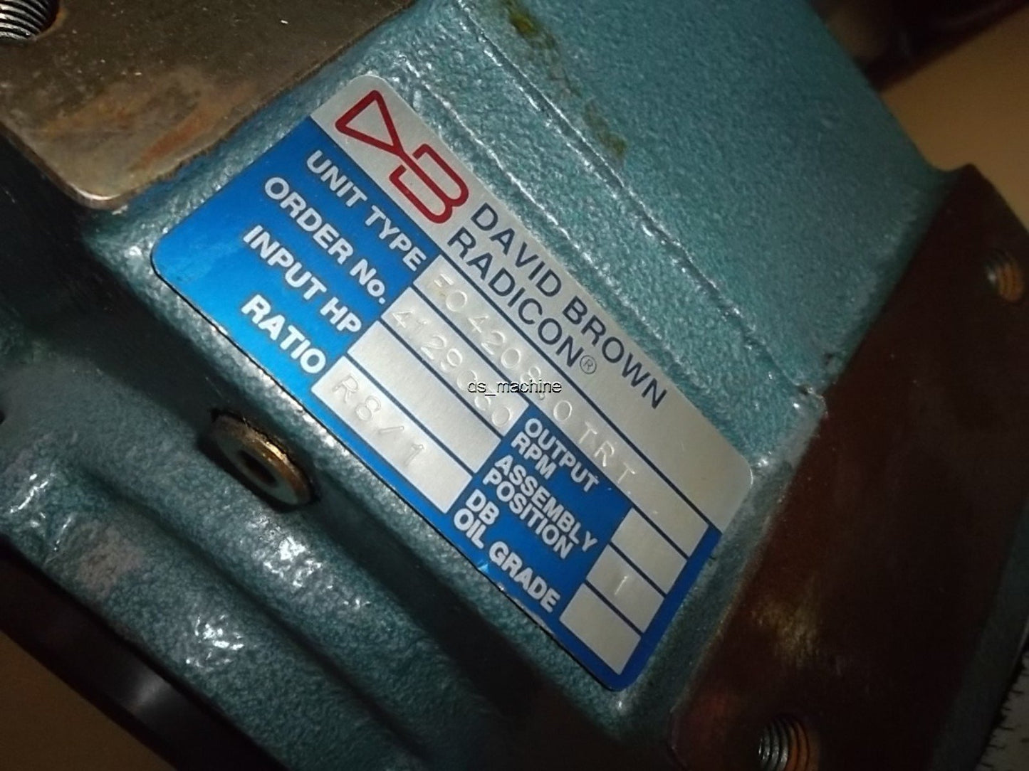 Used David Brown DB Radicon F0420 Speed Reducer 8:1 Ratio, 1"-ID, 5/8"-OD