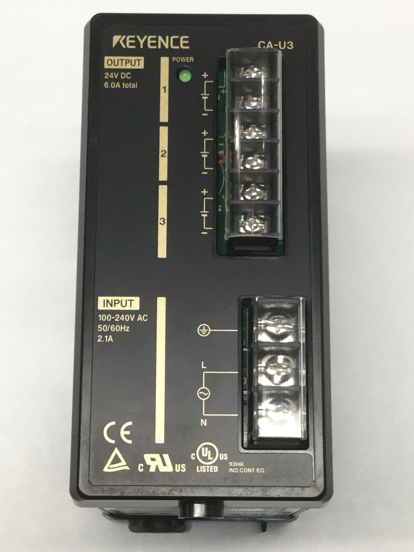 Used Keyence CA-U3 Vision System Power Supply Unit 100-240VAC In, 24VDC 6A Out