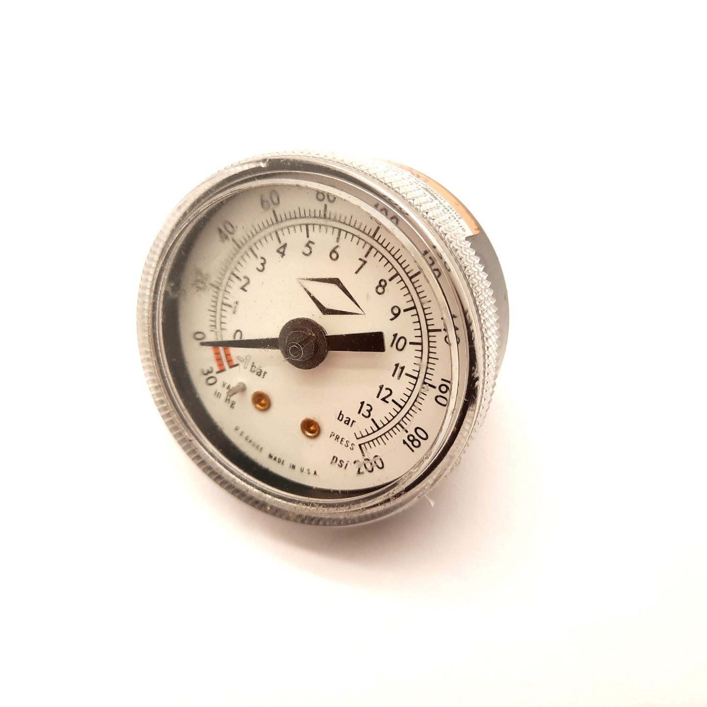 Used U.S. Gauge 30 HG-0-200 PSI Pressure Gauge 30inHg to 200 PSI Rear 1/8 NPT OD 2.1"