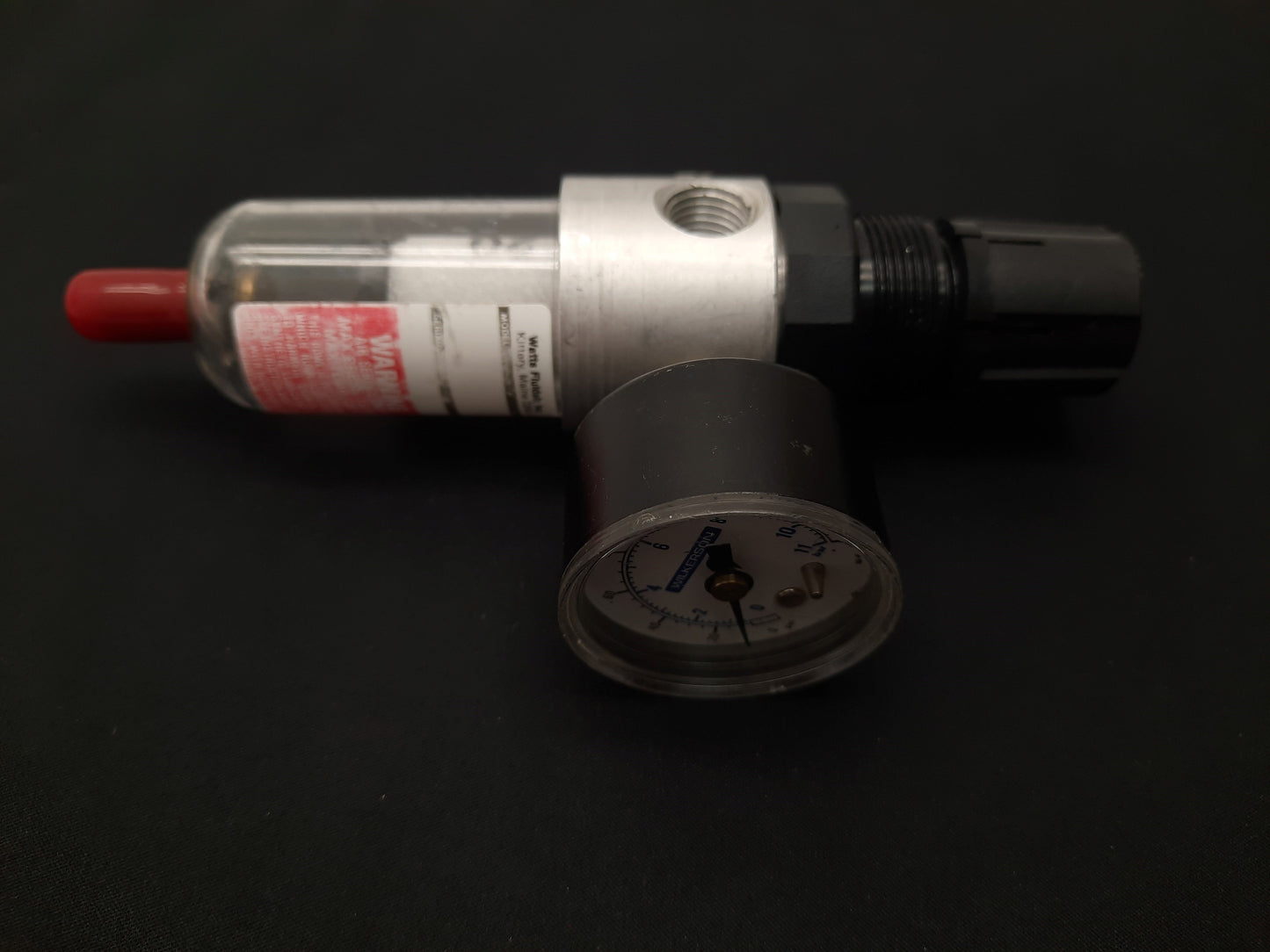 Used Watts Filter / Regulator, 20 Micron, 150psi to 0-125psi, 1/8" NPT